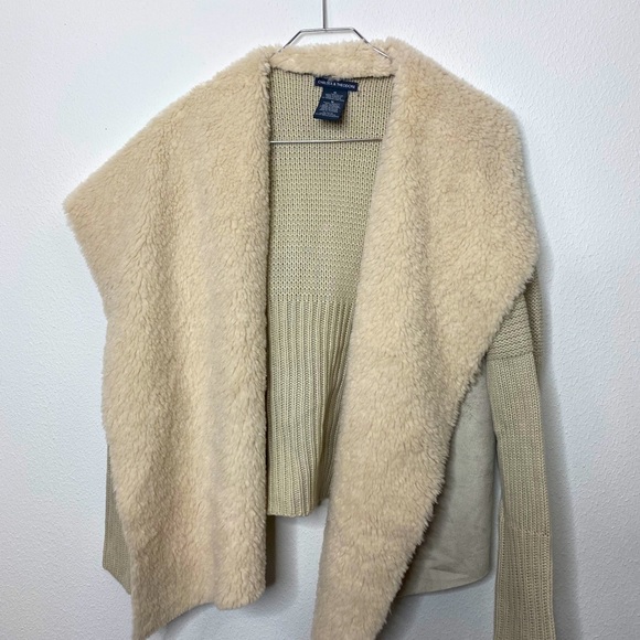Faux Fur Trimmed Waterfall Sweater Cardigan - Picture 6 of 9